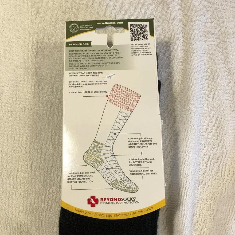 Thorlos Combat Boot Socks, Black, Over-Calf, Size M - Picture 2 of 3